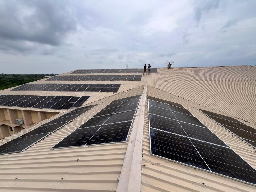 Rooftop solar array installed by DE TSAKMA